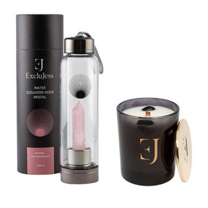 Geschenkset - Luxus-Duftkerze Beijing mit Kristall-Trinkflasche