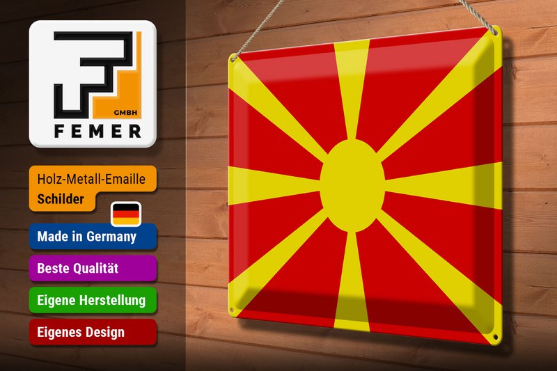 Tin Sign Flag of Macedonia 40x30cm Flag of Macedonia