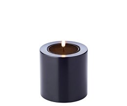 Set of 3 permanent candles Cornelius (Ø 6cm, heights 6/8/10 cm) black, tealight holder heat-resistant 90°