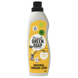 Universal laundry detergent in vanilla and cotton scent, 1L bottle.