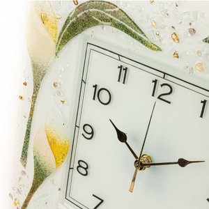 Murano glass wall clock, wedding favor gift idea, FLORAL gold decoration cm. 35