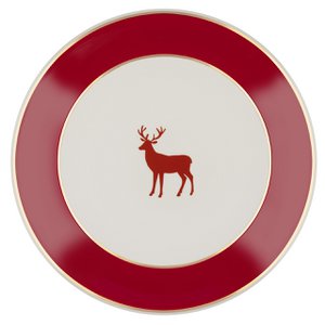 Speiseteller Modell „Deer“ 18 Karat Gold, Hirschkarmin