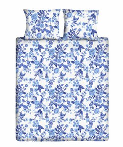 100% Katoenen Dekbedovertrek - Bloem Delftsblauw