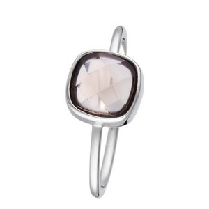 Silver brass ring mounted with a brown smoky quartz "Ella"