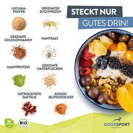ØKOLOGISK proteinmüsli, cunchy hamp med spirede frø