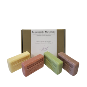 Christmas gift soap package savon de marseille: Cologne, Cinnamon-orange, Den, Musc