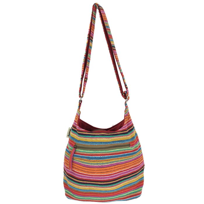 Bolso Saco de Algodón Multicolor para Mujer con Cierre de