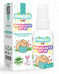  Minoris Baby Nappy Rash Spray, 100ml. Gentle, soothing spray for baby's delicate skin. Contains natural ingredients to help relieve and prevent nappy rash.