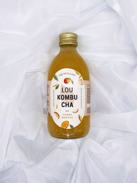 A refreshing kombucha drink with apple and mango flavors, available in 30cl and 50cl sizes.