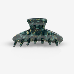 A green camouflage-patterned hair clip with a claw-like design, suitable for holding and styling hair.