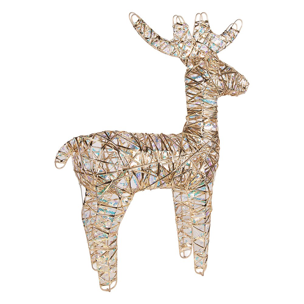 Kerstdecoratie met LED-verlichting Hert 43x14x61 cm / 3xAA Goudkleurig Metaal