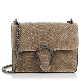 Firenze Artegiani. Lorenza Bolso de mano Mujer.Piel auténtica Gamuza Grabado Serpiente