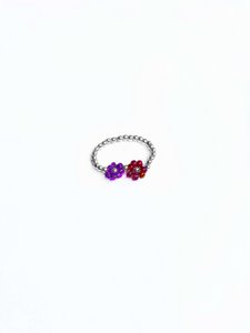 BLOEMEN ring in zilveren kralen