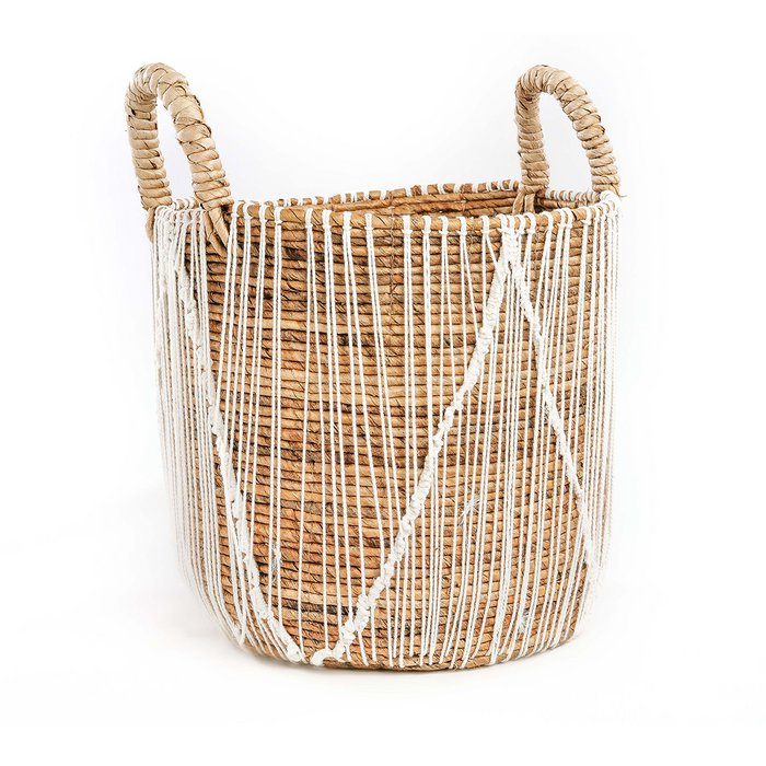 De rechte gestikte macrame -mand - m