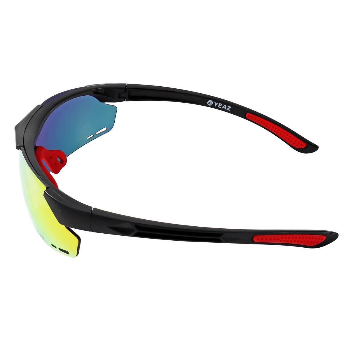 SUNUP Set magnetische sportzonnebril mat zwart / volledig revo rood