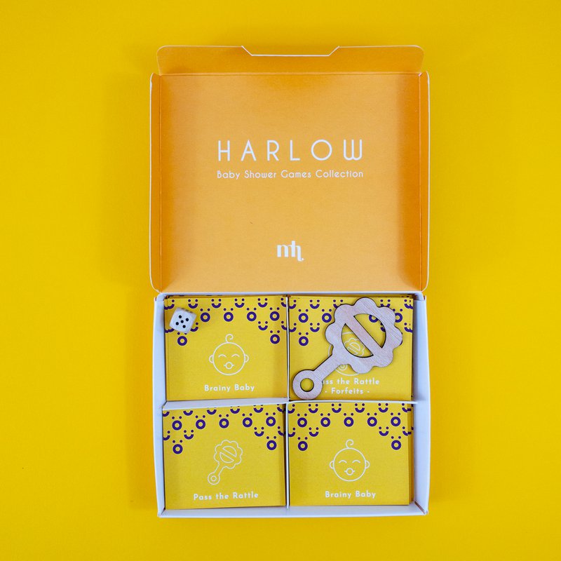 Harlow 4-i-1 baby shower spil