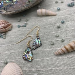 Skal øreringe | guld (Abalone/Paua) håndlavede Mother of Pearl ocean smykker