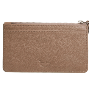 5 Credit Card Pebbled Leather Card Wallet With Zip Beaver