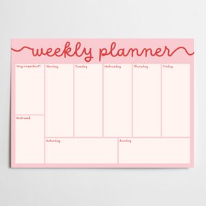 Red on Pink - A4 Weekly Planner