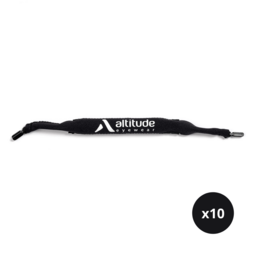 Pack of 10 black floater headbands for kids sunglasses. Adjustable and comfortable design to keep sunglasses in place.