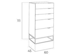 Chiffonier i Pearl Grey træ og sort stål