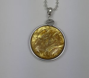 Magnus antique silver necklace long pearl shine ocher