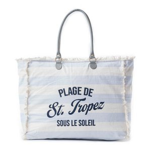 Saint Tropez Weekender Bag In White & Sky Blue
