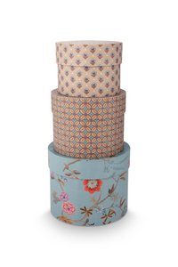 Set/3 Box Round Blooming Tales Blue-Khaki