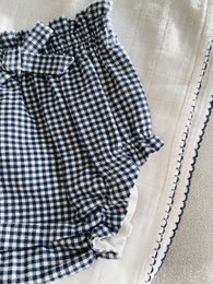 Mussola con piping all'uncinetto - Piping blu navy