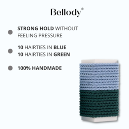 Bellody® Mini Haargummis (20 Stk. - Blau & Grün - Mischpaket)