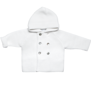 Hooded coat wool white made from 100% finest merino wool
