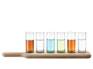 L.S.A. - paddle vodka set with serving board set of 6 pieces - Transparent
