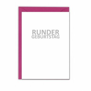 Folded card up, ROUND BIRTHDAY, silver gray