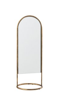 J -Line Mirror on foot Daisy - Iron/Glass - Gold - 16.5 x 45 cm