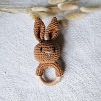 Crochet rattling rattle - Handmade from soft cotton | Brown