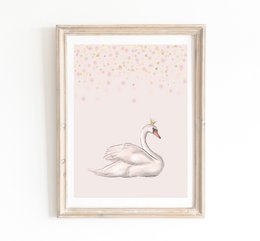 Swan poster, ballet poster, ballerina poster, ballet print, ballet poster, girls room poster, girls nursery poster, pink girls room decor