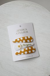 Haarspangen Gänseblümchen + gelbe Punkte