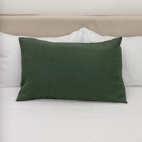 Forest Green Washed Linen Pillow Case