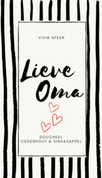 Safe water shower gel in a black and white striped bottle with a pump dispenser. The label features the text "Safe water shower together!" in a handwritten style font.