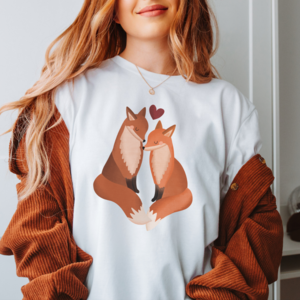 T-Shirt Foxes Love ORGANIC COTTON - Couple Shirt Fox Gift