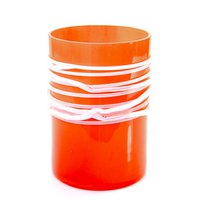 Rode Vaas met Witte Spiraal - hoogte 19 cm - glas