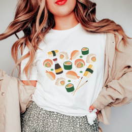 T-shirt Sushi Heart - Camicia Nigiri in COTONE ORGANICO Vegan