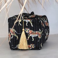 Blockprint toilettas Fez luipaard zwart M