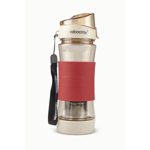 fles · Thee Beige & Red Sustainable Drinking Bottle