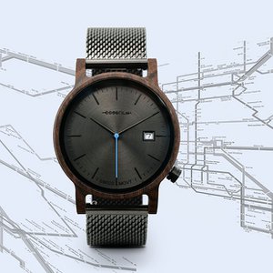 Men's wood and steel watch - 40mm