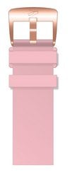 A stylish rose gold series watch with a pink silicone strap, featuring a rectangular case design.