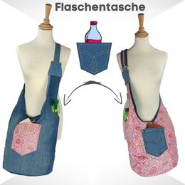Bolso vaquero sostenible Sunsa. Bolso bandolera portátil de 2 caras. Bolso hobo. Bolso bandolera bohemio