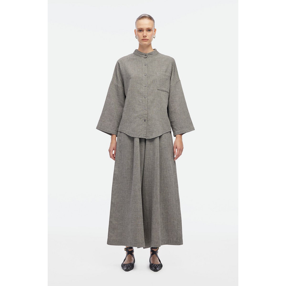 IKIKIZ Grey Cotton Crew Neck Shirt