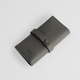 Minimalist Grey Leather Watch Roll Case. Leather Case for Watches