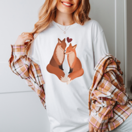 Camiseta Zorros Amor ALGODÓN ORGÁNICO - Camisa Pareja Regalo Zorro